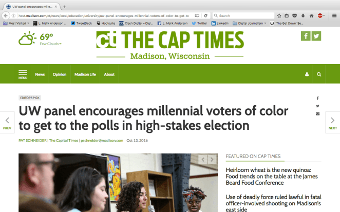 In Fall 2016, L. Malik planned The Black and Brown Vote.